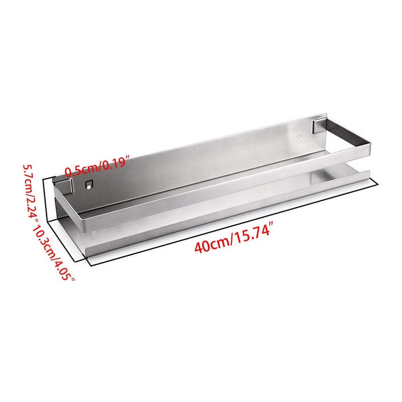 OwnMy Bathroom Shower Shelf Stainless Steel Bath Kitchen Basket Shower Caddy Rack, Rustproof Metal Bathroom Storage Floating Shelves Wall Mounted Shower Corner Rectangular Shelf - 16 Inch Silver - Image 2